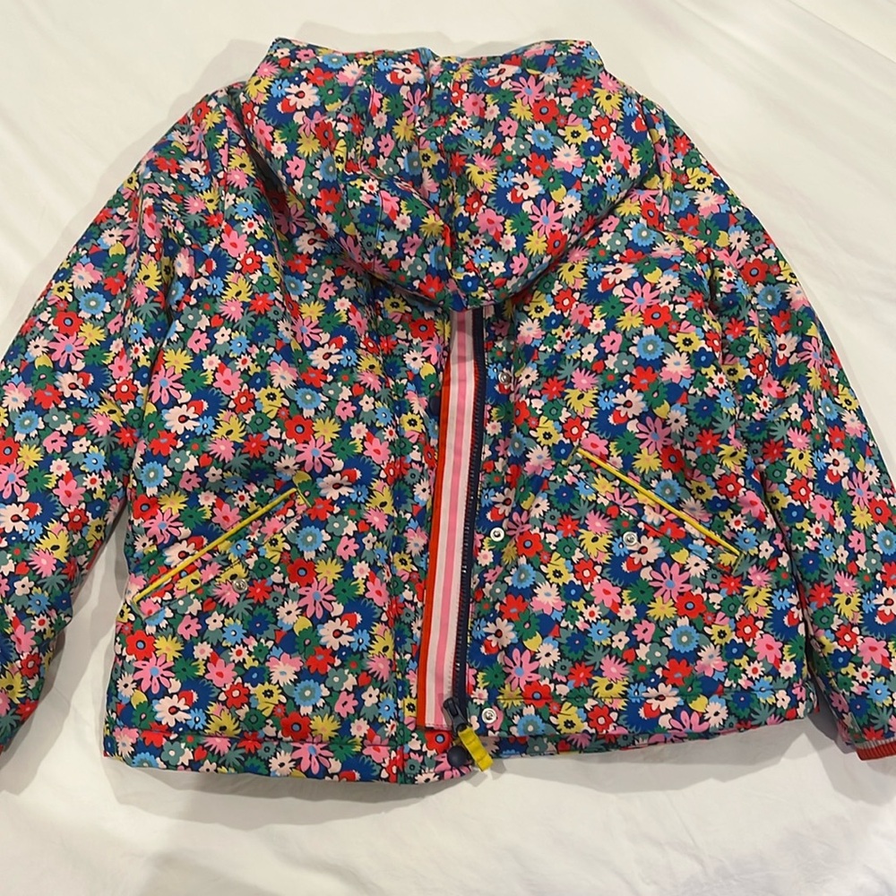 Mini Boden sherpa-lined floral jacket, very good condition 9-10